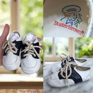🔥 Buster Brown BABY Infant Toddler Vintage saddle Crib shoes Size 3